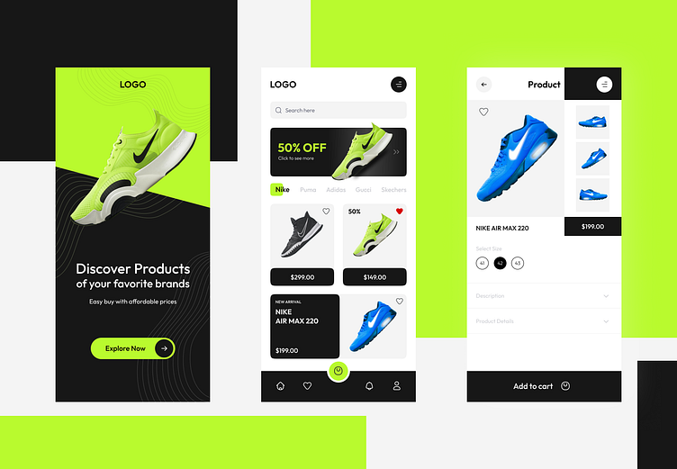 Footwear App UI by Bano S. on Dribbble