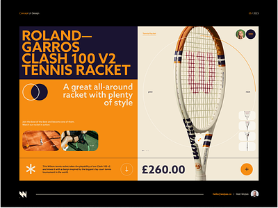 #134 - Concept shots design ecommerce figma flat game homepage minimalism orange product racket sport store tennis ui ux webdesign webdesigner website