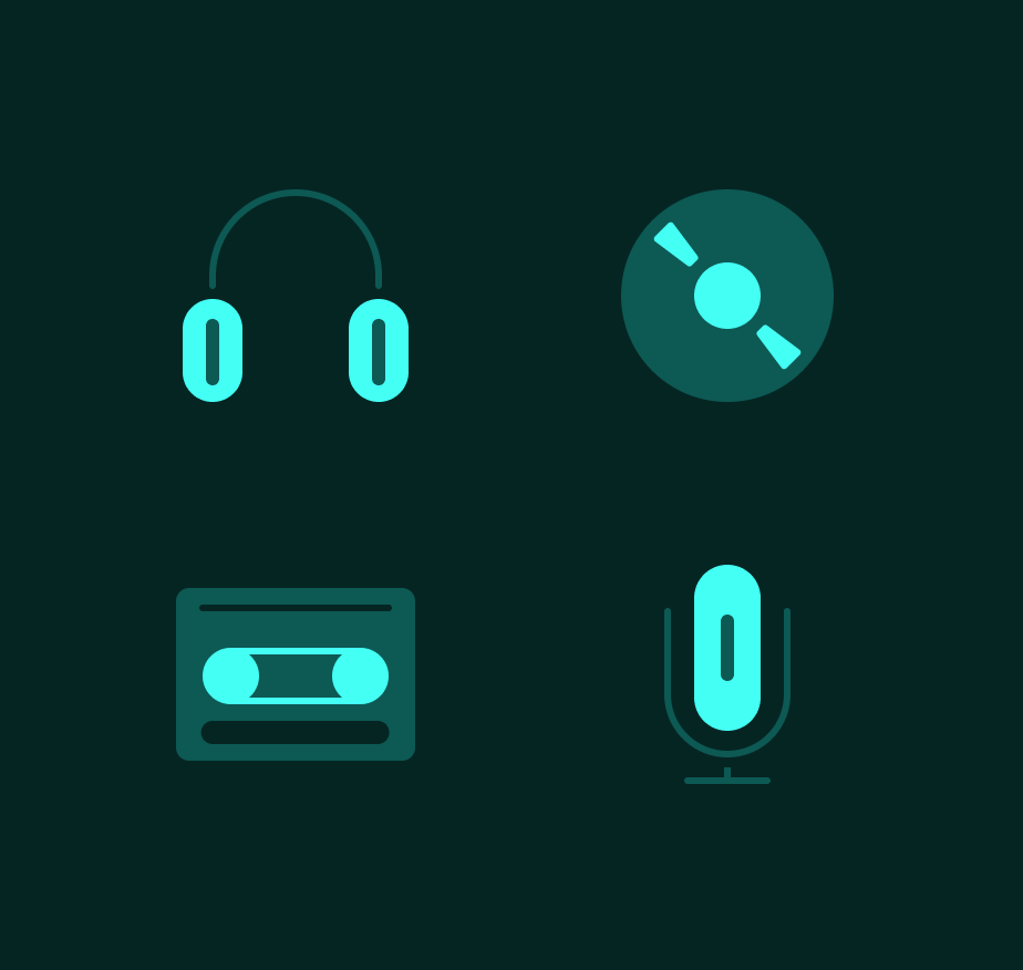 Music Icons cassette disc headphones icon cliparts microphone music playlist