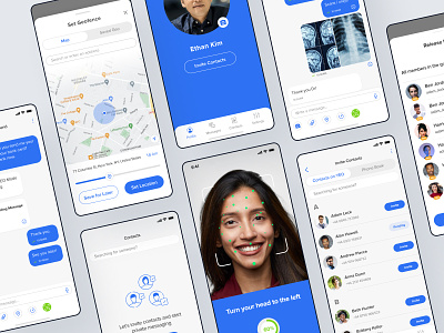 YEO mobile app biometric authentication chat chat app communication face recognition geofence icons illustration ios messaging mobile app saas secure chat ui ux