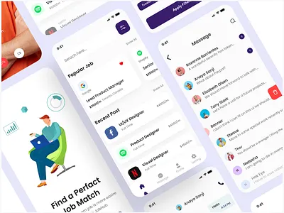 Find Job Mobile App Design app design branding design find a job secure find app design find job online landing page design ui ux ux design