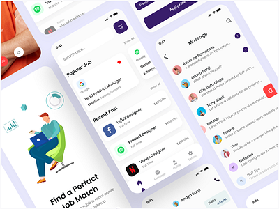 Find Job Mobile App Design app design branding design find a job secure find app design find job online landing page design ui ux ux design