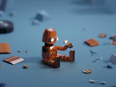 Broken 3d animation b3d blender illustration isometric low poly motion render story