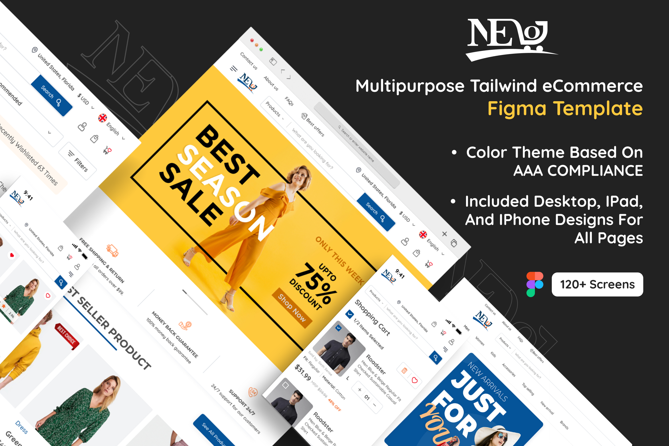 NEO - Multipurpose Tailwind eCommerce Figma Template ecommerce app ui ecommerce landing page ecommerce shop ecommerce ui kit ecommerce ui templates figma ui kit figma ui template figma ui templates figma website templates modern ui templates online shopping landing