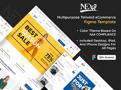 NEO - Multipurpose Tailwind eCommerce Figma Template ecommerce app ui ecommerce landing page ecommerce shop ecommerce ui kit ecommerce ui templates figma ui kit figma ui template figma ui templates figma website templates modern ui templates online shopping landing