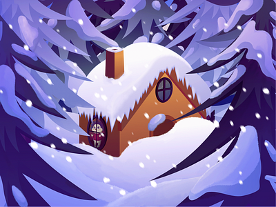 House in the woods | Illustrations for the fairy tale 2d animals cartoon fairy tale illustration snow vector vector illustration