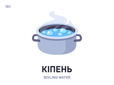 Кíпень / Boiling water belarus belarusian language daily flat icon illustration vector