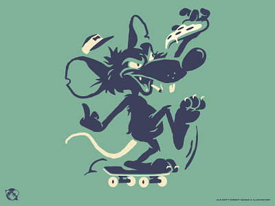 Rat Man Changes! character design design graphics illustration pizza rat skateboarding t shirt design tee design vector vector design