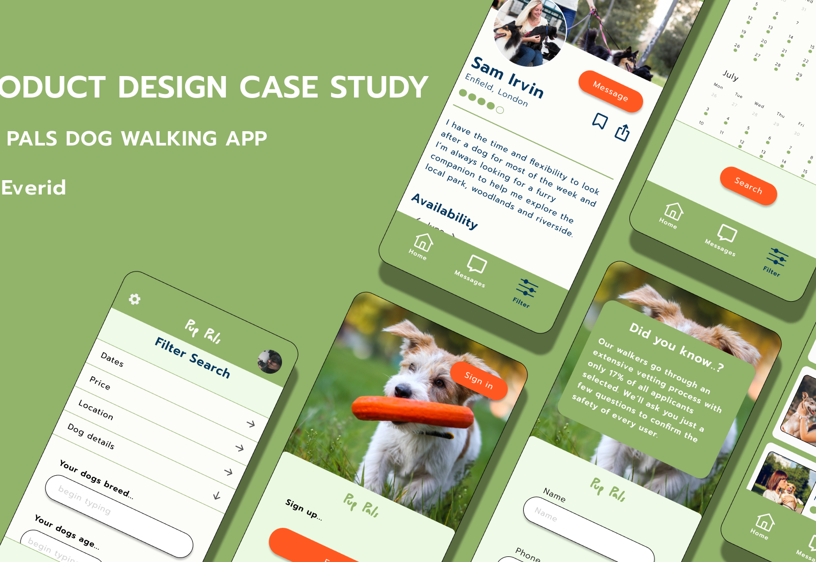 Pup Pals (dog walking app) Product Design case study by Jon Everid on