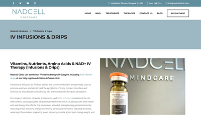 Nadcell Clinic, Glasgow, Scotland medcial website photoshop website design wordpress