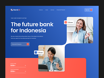 BankID Website bank blue clean colorfull design finance financial landing page minimalist orange ui