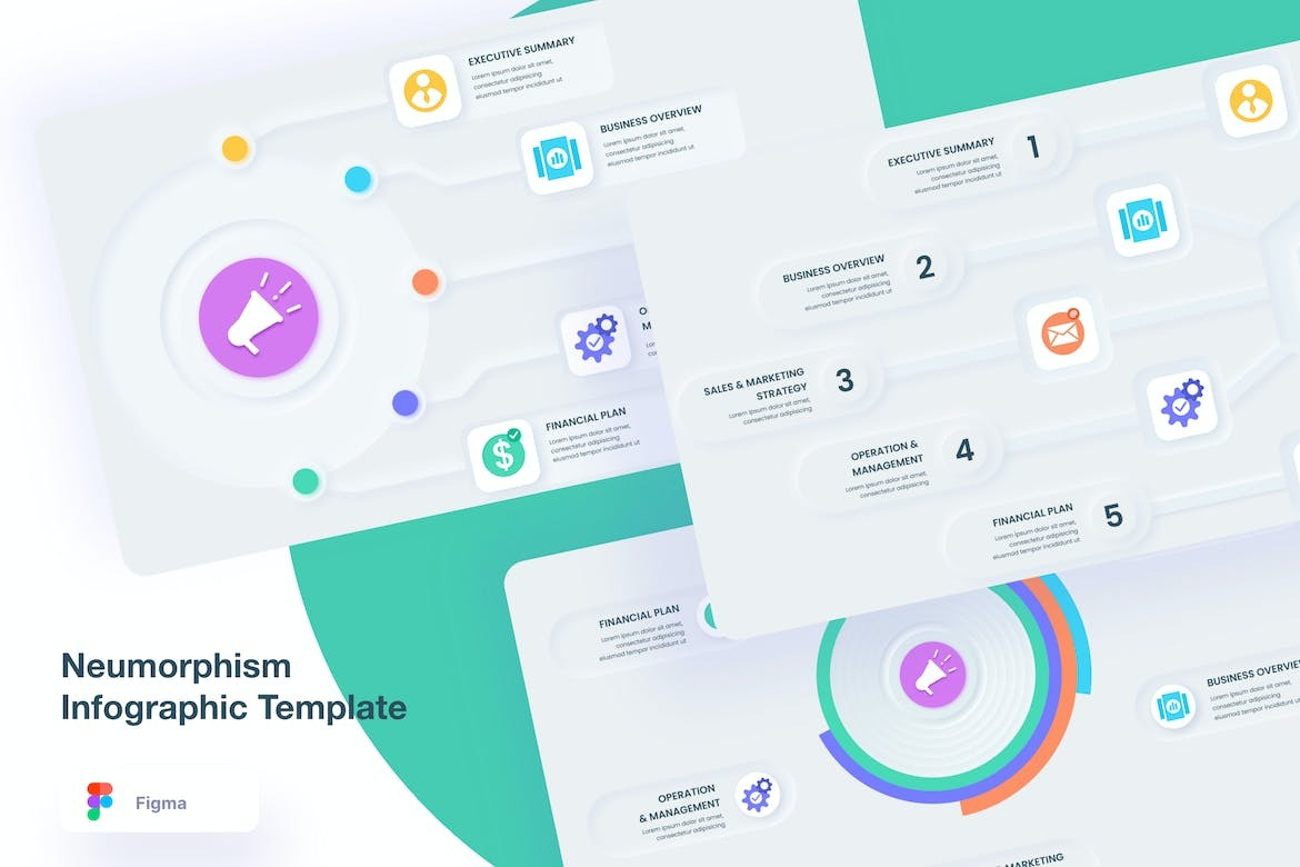 Neumorphism Infographic Template analytics annual report chart data data analysis data vis data visualisation data visualization data viz dataviz graph info graphics infographic infographic elements infographics information powerpoint powerpoint presentation stats ui