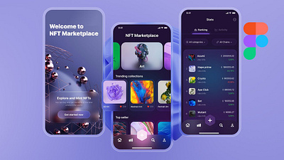 UI Design a Dark Mode NFT app 3d app branding dark design figma flutter graphic design illustration vector