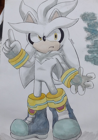 Silver The Hedgehog from Future art artist drawing illustration silverthehedgehog sonic the hedgehog sonicart sonicthehedgehog traditionalart traditionaldrawing watercolor