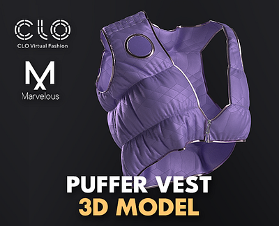 Puffer Vest Mockup · Clo3D / MV 3d 3d mockup 3d model cinema4d clo3d fashion illustration mockup puffer vest vest
