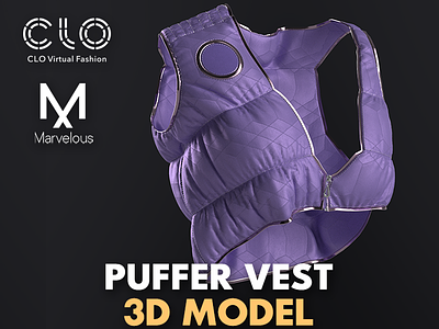 Puffer Vest Mockup · Clo3D / MV 3d 3d mockup 3d model cinema4d clo3d fashion illustration mockup puffer vest vest