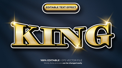 King Editable 3D text effect Style gold text typographic