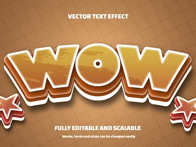 Wow Editable 3D text effect Style sayings typographic