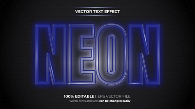 Neon Editable 3D text effect Style glow text typographic