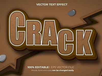Crack Editable 3D text effect Style brown typographic