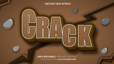 Crack Editable 3D text effect Style brown typographic