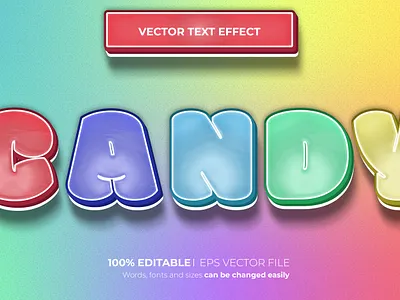 Candy Editable 3D text effect Style cute typographic