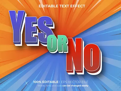 Yes Or No Editable 3D text effect Style green font typographic