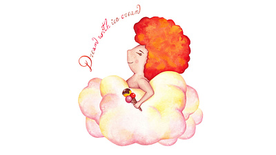 Dream with Ice Cream cartoon character design children cloud cute character cute girl design graphic design hand drawn ice cream illustration image logo pattern print redhead seamless pattern typography watercolor