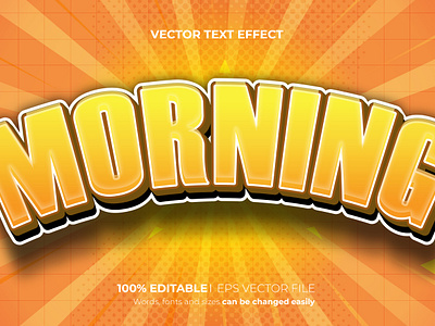 Morning Editable 3D text effect Style cartoon font typographic