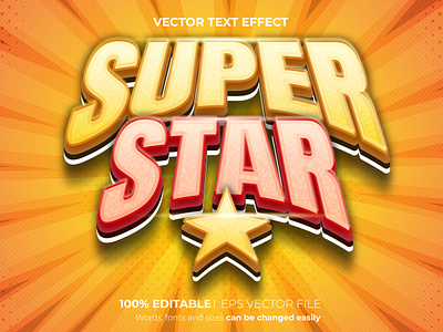 Super Star Editable 3D text effect Style typographic yellow