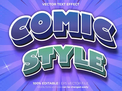 Comic Style Editable 3D text effect Style gradient typographic