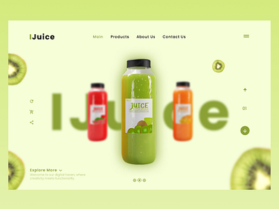 IJuice - Landing Page 3d animation app design branding design foryou graphic design heros ection illustration juice design landing page logo motion graphics parrot ui ui design ux design visual design web design website design