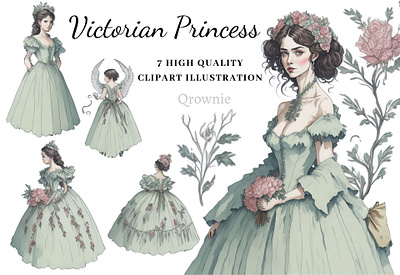 Victorian princess clipart clipart design fairy fairytale graphic design illustration