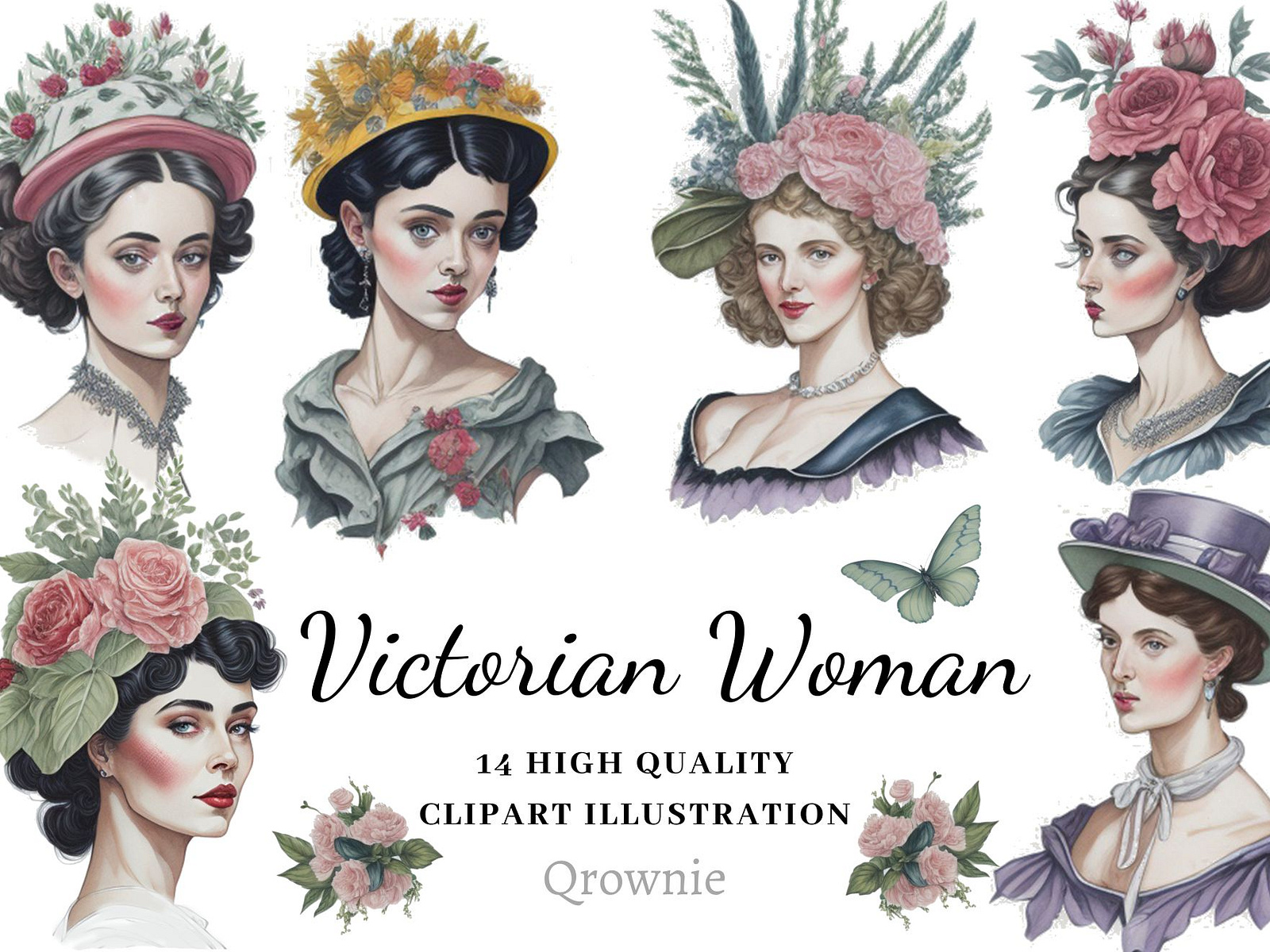 Victorian Woman Clipart by qrownie on Dribbble