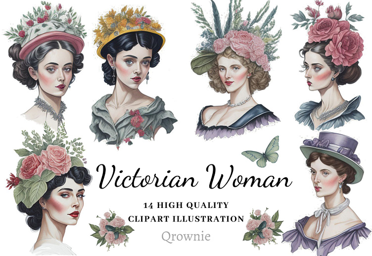 Victorian Woman Clipart by qrownie on Dribbble