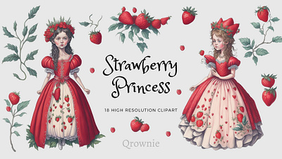 Strawberry Princess clipart design fairy fairytale graphic design illustration
