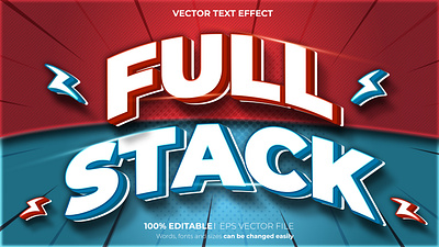 Full Stack Editable 3D text effect Style blue text effect typographic