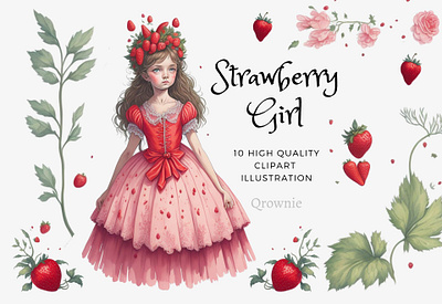 Strawberry Girl clipart clipart design graphic design illustration