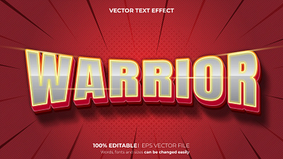 Warrior Editable 3D text effect Style lighting typographic