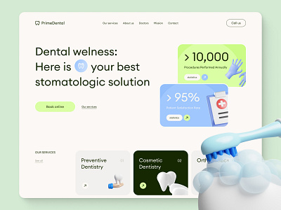 Dental Clinic Concept Design 3d dental dentist design figma interface stomatology studio teeth ui ux web design
