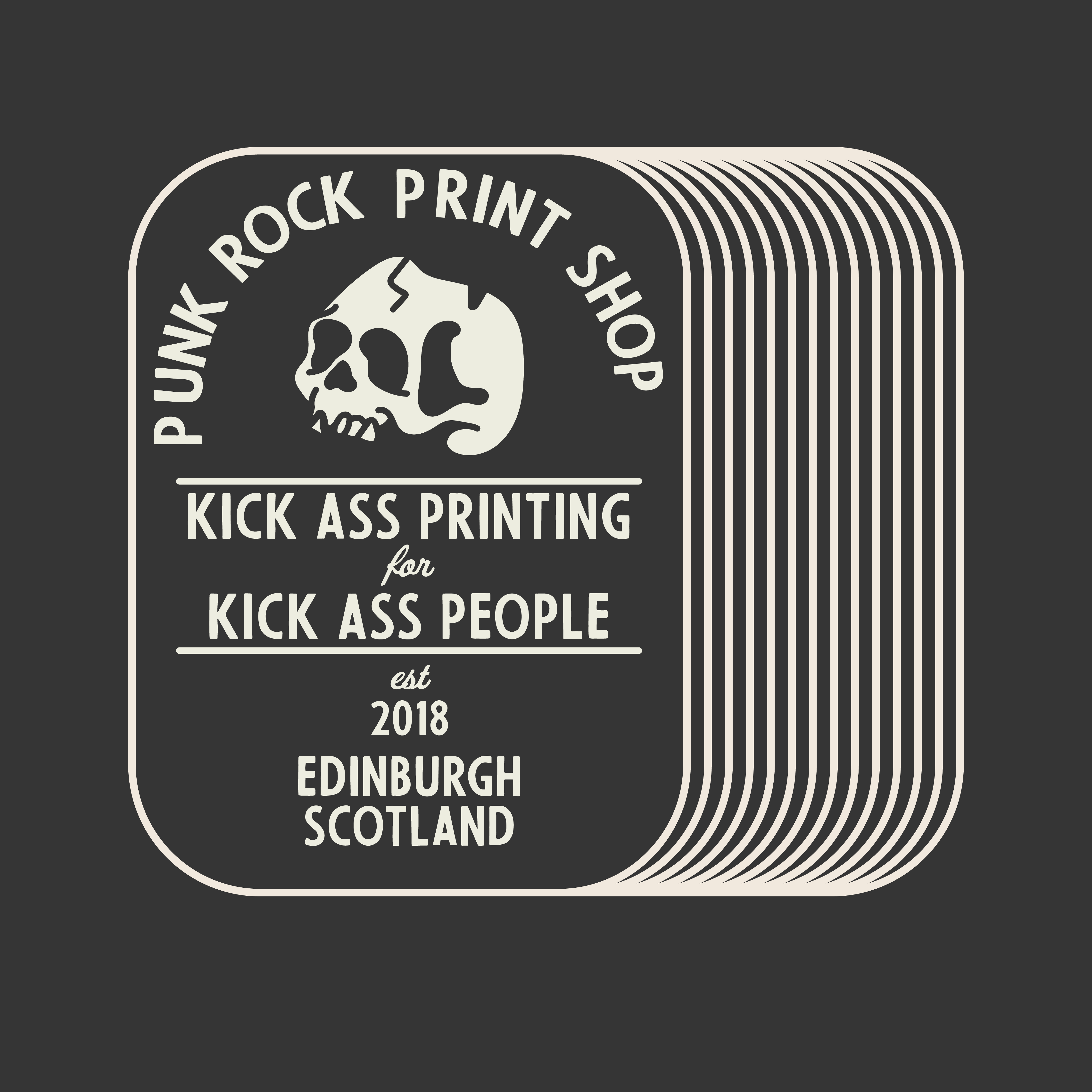 Punk Rock Print Shop - Logos badge badge logo brand design brand identity brand identity design branding graphic design illustration logo logo badge logo design retro logo retro logo design skull illustration skull logo vintage logo visual identity visual identity design