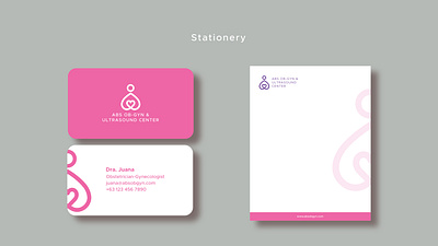 OB-GYN Business Card and Letter Head branding business card card design graphic design illustration letter head logo ob gyn paper pink stationery vector