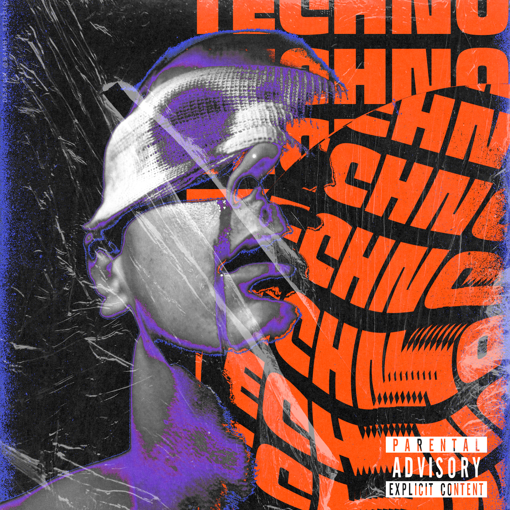 TECHNO (concept poster) album artwork cover design graphic design modern music poster