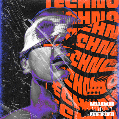 TECHNO (concept poster) album artwork cover design graphic design modern music poster