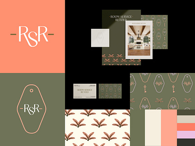 RSR Brand Identity Design Concept 1 brand branding design floral graphic design green icon identity illustration interior design key logo mark palm tree pattern pink vector vintage