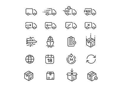 Shipping icons set. Delivery sign.