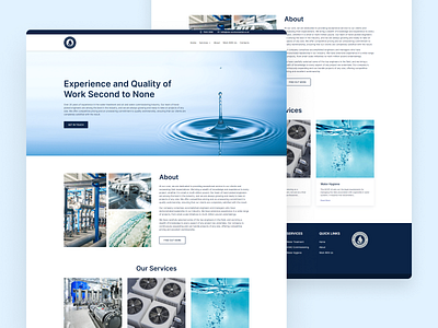Water Treatment Company Website Design blue corporate landing ui ux water web design website