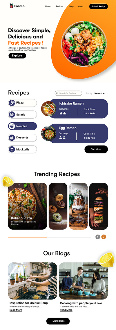 Recipe Sharing Website Landing Page branding food website graphic design landing page recipe website ui