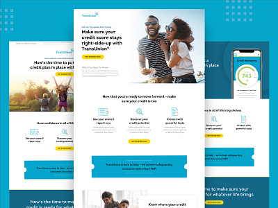 TransUnion :: Landing Pages blue business credit credit report credit score credit theft financial fraud fraud protection homepage identity theft landing page mockup money protection score security uiux web design website