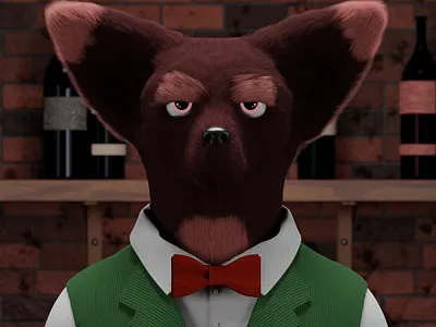 Bar owner 3d 3d model 3dart blender character characterdesign clothing collection design fox fur illustration modeling nft nftart nfts saga